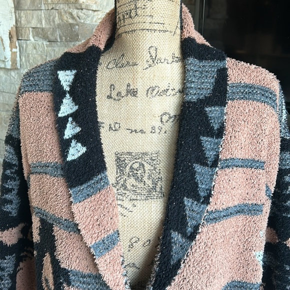 Davi & Dani camel black gray open front western aztec jacket cardigan pockets - Picture 3 of 16